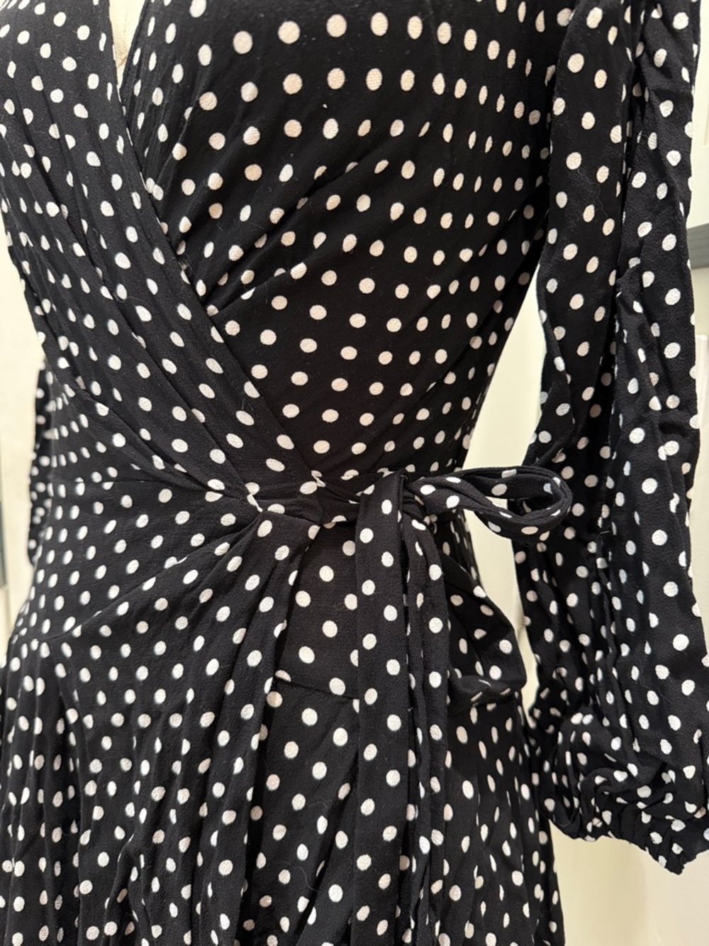 Zimmermann Black and White Polka Dot Wrap Mini Dress - Picture 3 of 5
